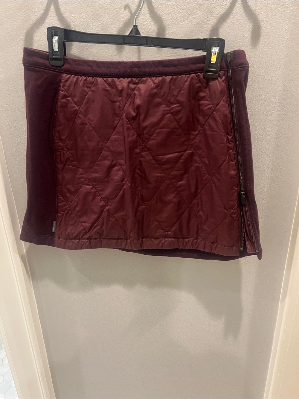 Icebreaker Quilted Burgundy Mini Skirt with Side Zip -